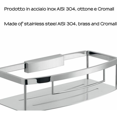 Porta oggetti rettangolare per doccia in acciaio inox Nerva