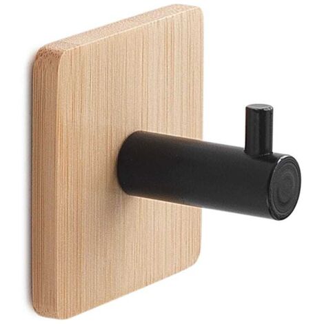 2 ganci appendiabiti in legno di bambù da 40 cm, autoadesivi, in