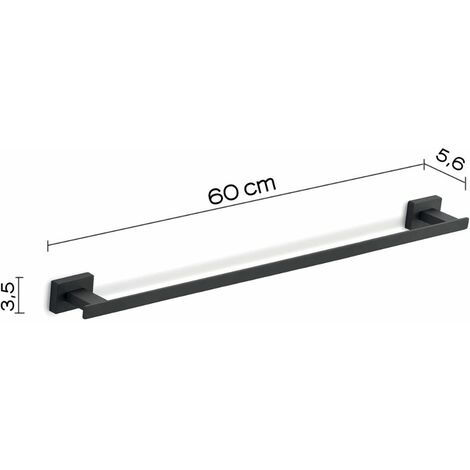 Porta Salviette Da Bagno 60Cm Acciaio Nero Opaco  Atene