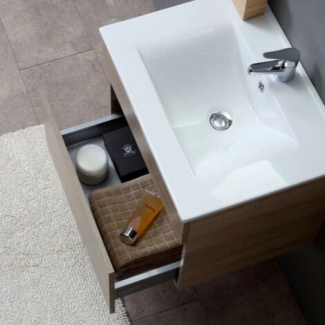 Kiamami Valentina Mobile Bagno A Parete 60 CM con Ante E LAVABO, Venezia