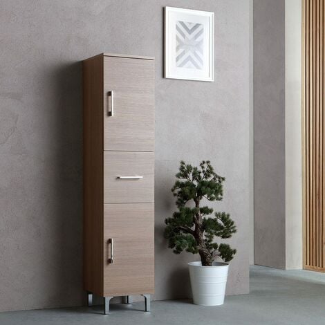 MOBILETTO PER IL BAGNO 30CM, ANTA E CASSETTO LEGNO GRIGIO, RIMINI