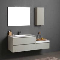 Mobile Bagno Sospeso 150Cm Cassetti E Pensile Grigio Perla Valentina