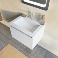 MOBILE BAGNO SOSPESO 80CM BIANCO OPACO CON SPECCHIO LED 60X80