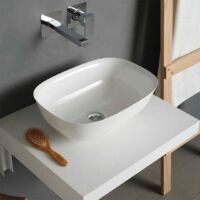 Lavabo da appoggio opaco in resina senza foro rubinetto