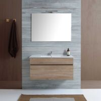 Mobile Bagno Sospeso 100 Cm In Legno Quercia Naturale Sole