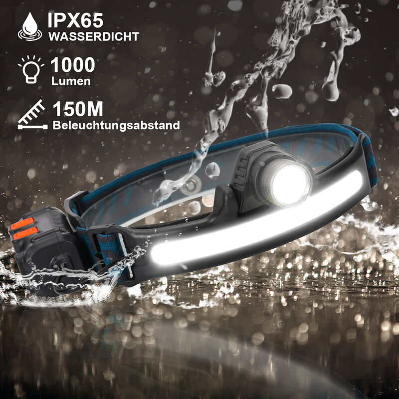 Hengda LED Sensor Stirnlampe Scheinwerfer Kopflampe USB Wiederaufladbar  IPX65 Wasserdicht Joggen Fahrradfahren Laufen Angeln