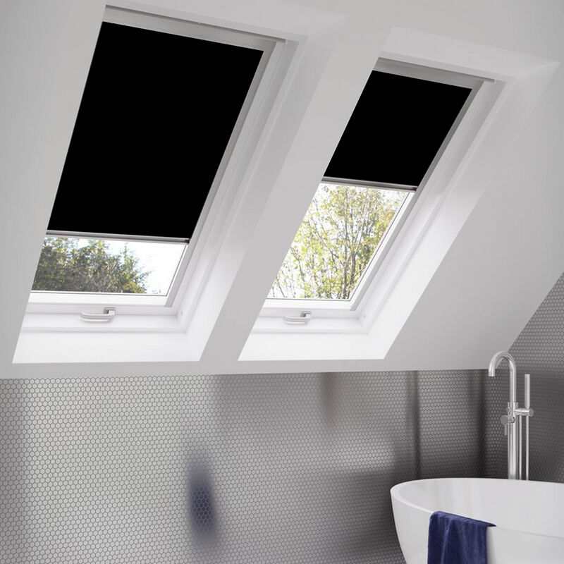 Hengda Verdunkelungsrollo M08 Schwarz (61.3x116cm) für VELUX Dachfenster /  100% Verdunkelung/Sonnenschutz