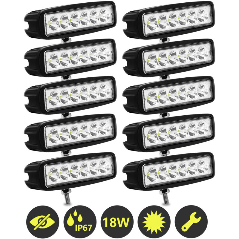 Hengda LED Arbeitsscheinwerfer, 4x 18W Scheinwerfer 12v LED  Zusatzscheinwerfer für Traktor, Auto, Offroad, LKW, SUV, LED