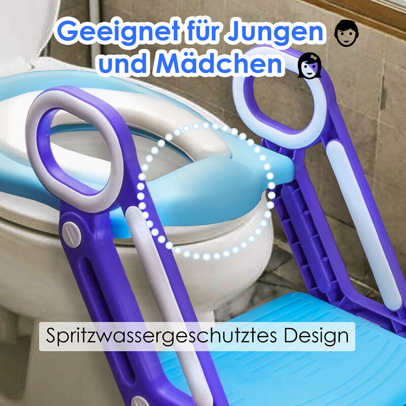 Hengda Toilettentrainer Lerntöpfchen mit Treppe Justierbarer für Kinder  Töpfchen Toilettensitz Rutschfest Töpfchentrainer lila