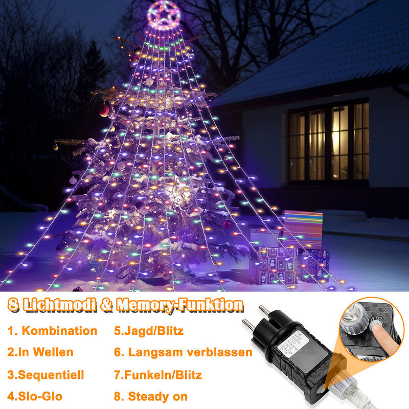 Hengda LED Lichterkette Weihnachtsbaum Geburtstag Weihnachts Baummantel  Xmas 8 Modi RGB