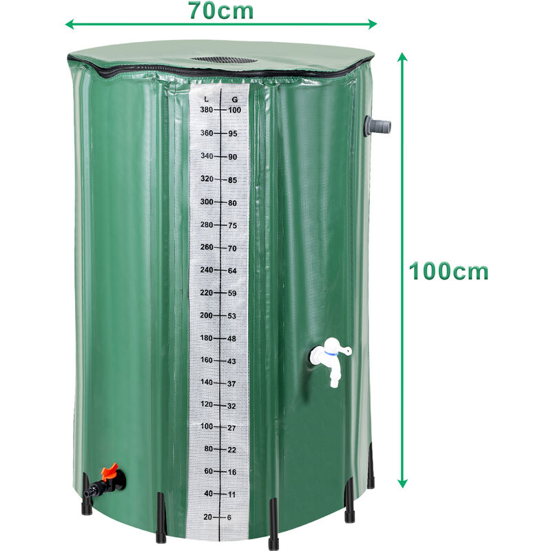 Froadp 200L Regentonne Faltbare Regenwassertonne 50 Gallonen  Regenwasserfass PVC Wassertank Regenwassertank mit Ablassventil