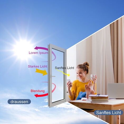 Wolketon Sichtschutzfolie 3D Fensterfolie Selbstklebend Spiegelfolie  Sonnenschutzfolie Streifen 90x300cm
