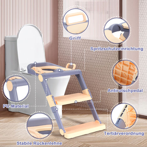 Hengda Toilettentrainer Lerntöpfchen mit Treppe Justierbarer für Kinder  Töpfchen Toilettensitz Rutschfest Töpfchentrainer lila