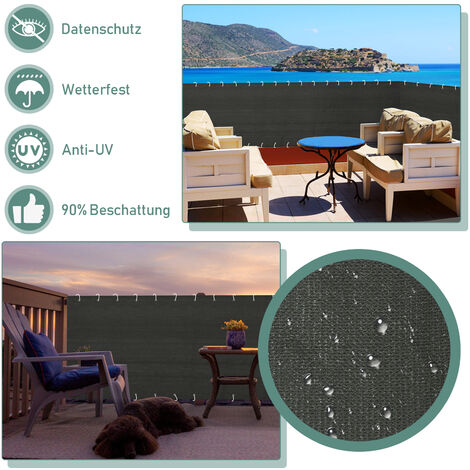 AEREY Balkon Sichtschutz 135x550 Cm - Dunkelgrün, Für Garten, Pool, Terrasse