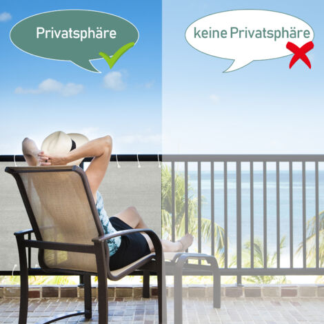 HaiTaoSy Balkon-Sichtschutz | HDPE 170x950 Cm, Wetterfest & UV-beständig – Für Balkon, Terrasse, Garten (Beige)
