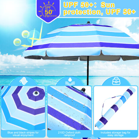 Hengda Strandschirm Sonnenschirm 210cm für Garten Strand Gartenschirm
