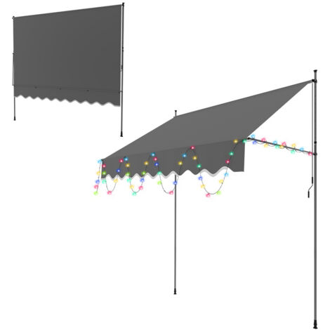 Klemmmarkise 300 Cm Breit Klemmmarkise Für Balkon 300x125 Cm – Ohne Bohren, Mit Handkurbel, UV-Schutz, Anthrazit Höhenverstellbare Balkonmarkise 2-3 M