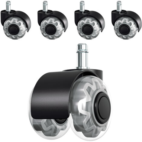 Uxcell Bürostuhl-Rollen, 5,1 Cm PU-Doppelrad, M10 X 14 Mm Gewinde - 5 Stück, Weiß, Leise & Bodenschonend