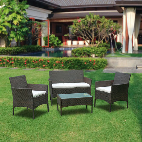 Gartenmöbel Sitzgarnitur Garnitur Relax-Lounge Poly Rattan Sitzgruppe Schwarz