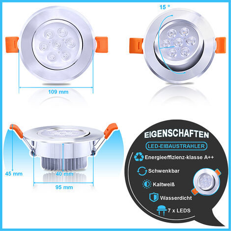 20X 3W LED Spot Einbaustrahler Set Einbau Strahler Wohnzimmer Kaltweiß 230V IP44