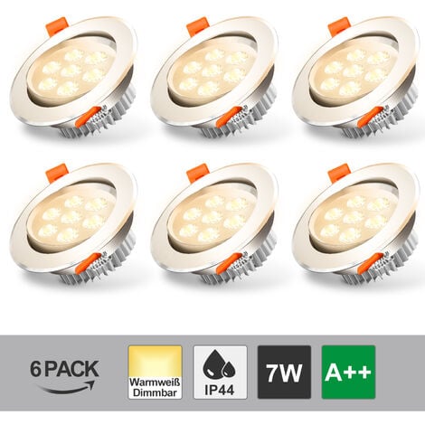 4 x flach LED Badleuchten Deckenspot Einbaustrahler Einbauleuchten IP44 warmweiß 
