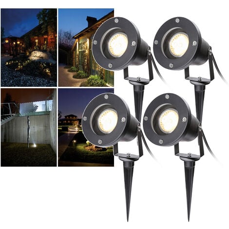 4er LED Gartenleuchte Gartenbeleuchtung Außenleuchte mit Erdspieß Gartenstrahler 