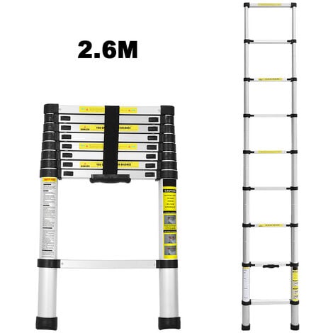 Teleskopleiter Mehrzweckleiter 2.6m 5m 150kg Klappleiter Stehleiter Stabil 