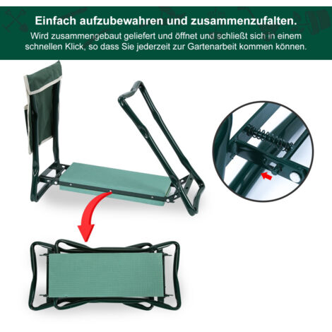 Garten-Kniebank Mit Werkzeugtasche – Klappbar, Weiches EVA-Polster, Bis 150 Kg Belastbar