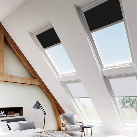 Hengda Verdunkelungsrollo 206 Schwarz (50.7x97.4cm) für VELUX Dachfenster /  100% Verdunkelung/Sonnenschutz