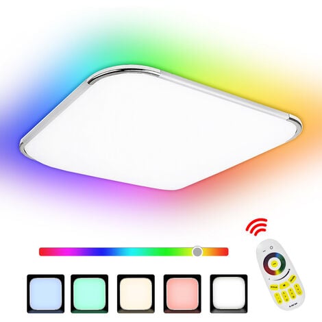 Ultraflache Deckenlampe LED Farbwechsel Dimmer Fernbedienung 30x30 cm Wohnraum