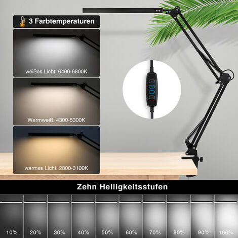 LED Schreibtischlampe Architektenlampe mit Schwenkarm . Augenschutz. geeignet für Büro. Studium und Lesen Tischlampe dimmbar