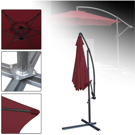 Hengda Sonnenschirm 300 cm mit UV Schutz 30+ Kurbel Knickbar Alu Rund