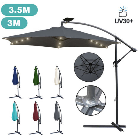 Hengda Alu Sonnenschirme mit LED 350cm mit kurbel UV Schutz 30