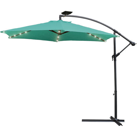 Hengda Alu Sonnenschirm Terrassenschirm mit 48 LED Licht Solar Garten