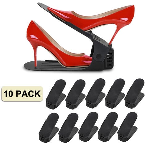10X Schuhstapler Schuhhalter Schuhregal Sandalen Verstellbarer Hausschuhe Grau