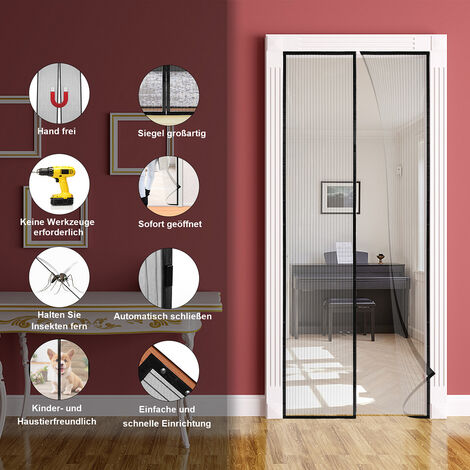Fliegennetz Fliegengitter Tür Türvorhang Mit Magnet Schließsystem Mückenschutz E - Foto 6