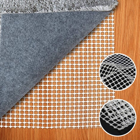 Relaxdays Antirutschmatte für Teppich, zuschneidbare Rutschmatte,  Teppichunterlage, Rutschschutz, BxT: 80x200 cm, weiß