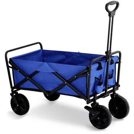 Luftreifen Belastbar Billy SUNNY Handwagen mit 100 Blau in Bollerwagen bis Beach Kinder Holz aus kg Wagon