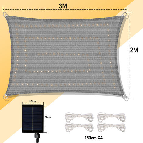 (Deactive) Hengda Sonnensegel mit LED Beleuchtung Sonnensegel LED Solar