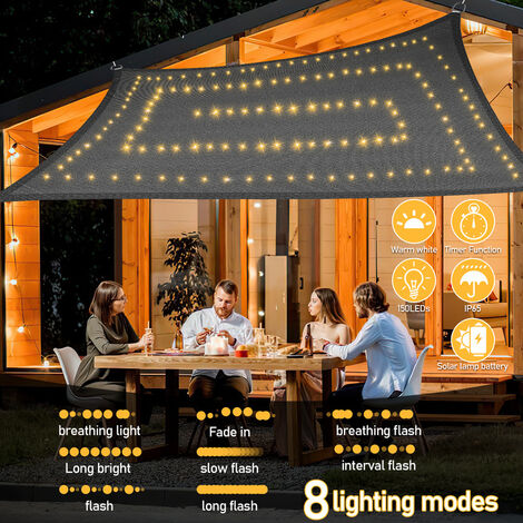 (Deactive) Hengda Sonnensegel mit LED Beleuchtung Sonnensegel LED Solar