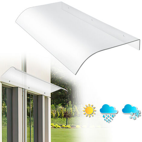 Outsunny Pultvordach Vordach für Haustür 75x195x23 cm Überdachung 5mm  Polycarbonat Sonnenschutz Regenschutz für draußen Alu Transparent