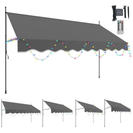 Hengda Markise mit LED Klemmmarkise Einziehbar Sonnenmarkise