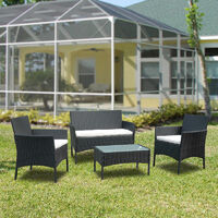 Gartenmöbel Lounge Set Garnitur Relax-Lounge Sofa Balkon Sitzgruppe Tisch Glas 