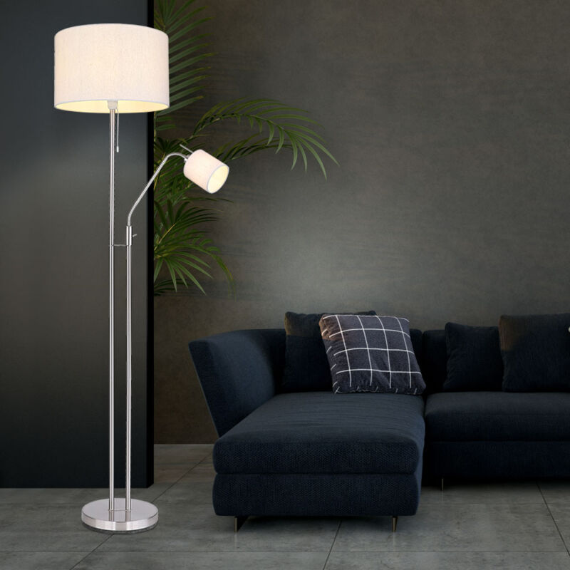 Home Sweet Home Stehlampe Modern – 150 Cm Hoch, Schwarz, Mit Leinenschirm & E27 LED, Fußschalter