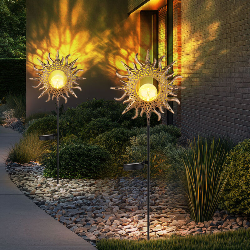 Garten Skulptur Design Sonne Aus Glas & Metall - Deko Stele Ca. 1,35 M Hoch, Frostsicher