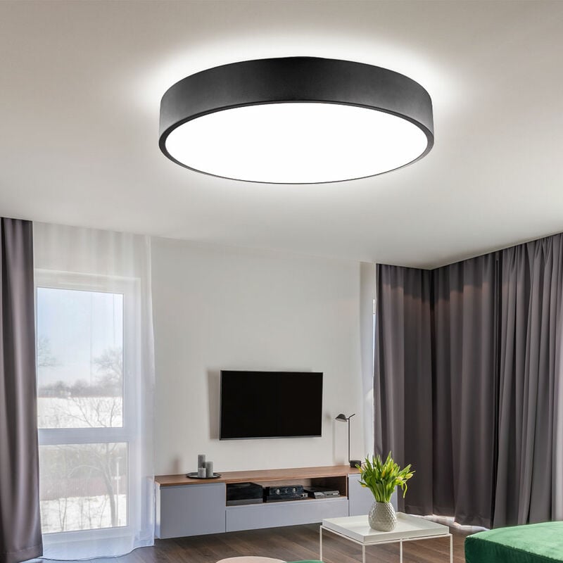 Deckenleuchte mit Fernbedienung Deckenlampe dimmbar Tageslichtleuchte  Decke, CCT, schwarz, 1x LED 24W 1350Lm, D 40 cm