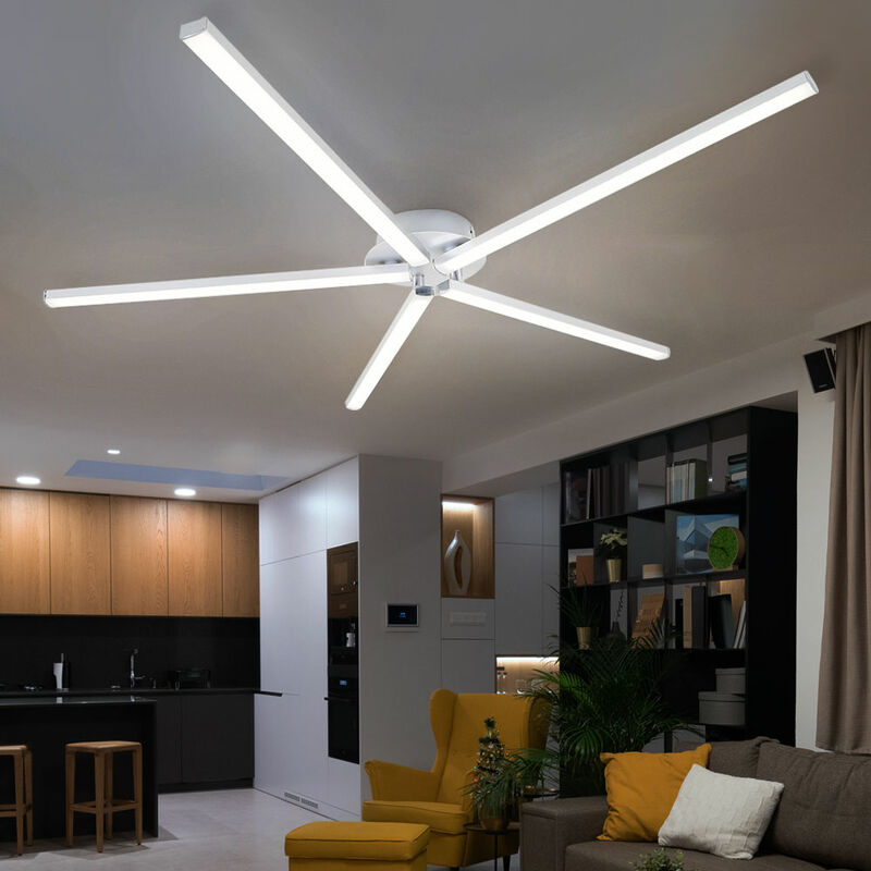 LED Deckenleuchte Designlampe LxH Metall Deckenlampe weiß, 24W warmweiß, 3181-059 Wohnzimmerleuchte Schlafzimmerlampe, Aluminium cm, Kunststoff 74,7x6,2 Briloner 2400lm