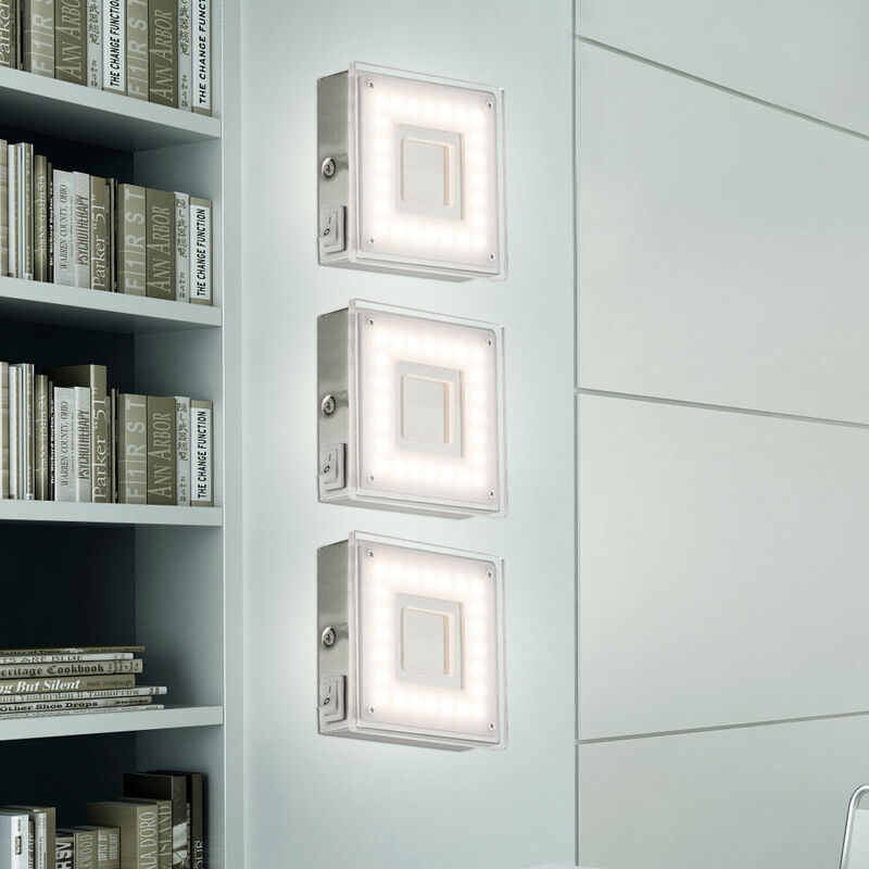 Wand Aufbauleuchte Innen Aufbaustrahler LED Flach Eckig Küchen LED  Unterbauleuchte, mit Schalter, 1x 5 Watt 360 Lumen warmweiß, LxH 9 x 3,1  cm, 3er Set