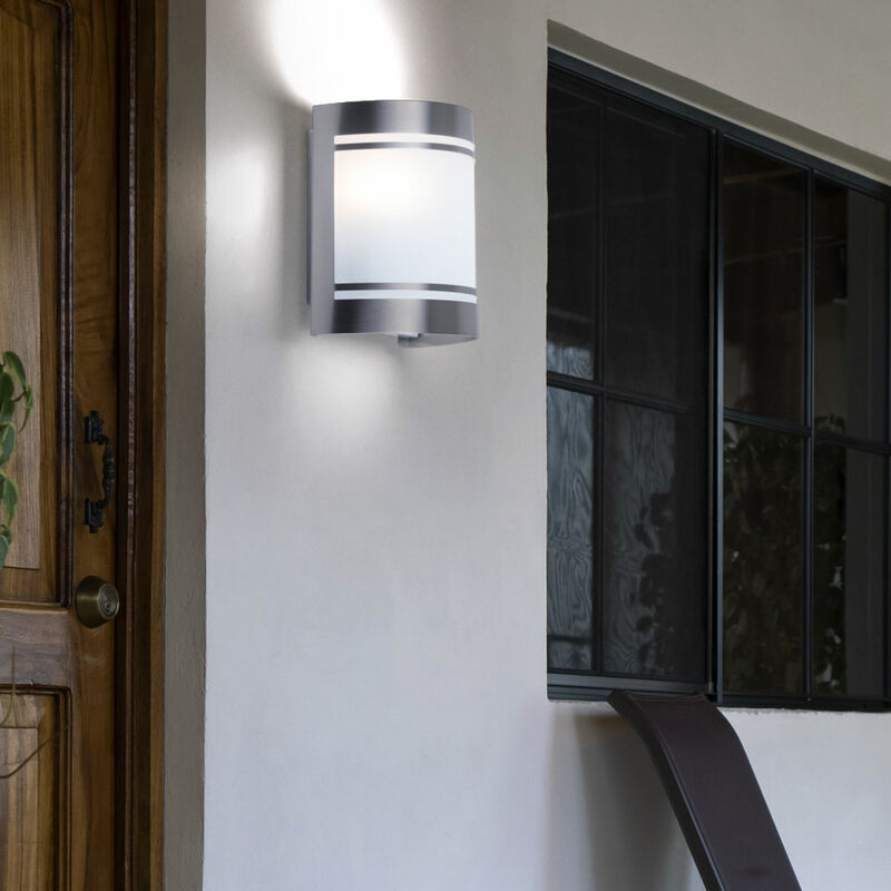 Wandlampe Fassadenleuchte Außenwandleuchte Edelstahl LED Gartenlampe  silber, Glas satiniert, 3,7W 320lm warmweiß, LxH 14x16,5 cm