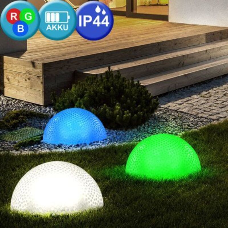 EGLO 3er Set LED Halbkugel-Leuchten – IP44, Bunt, Für Garten & Außenbereich, Inkl. 4 LEDs Je Leuchte